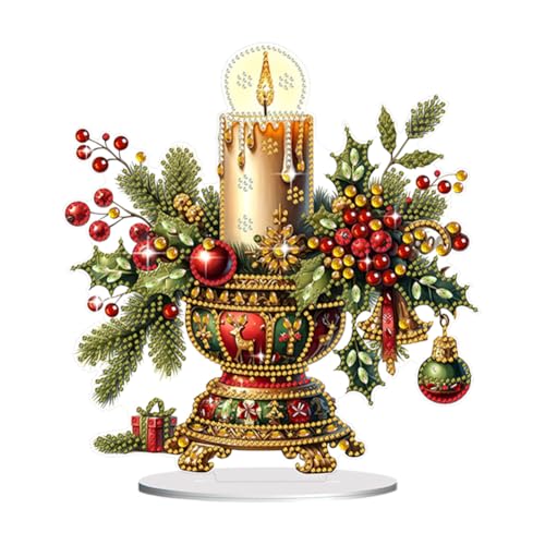 Generisch Diamond Painting Tischdeko, Weihnachten Aufsteller, 5D Bastelset, Tisch Deko für Schlafzimmer Wohnzimmer - Weihnachtskerze von Generisch