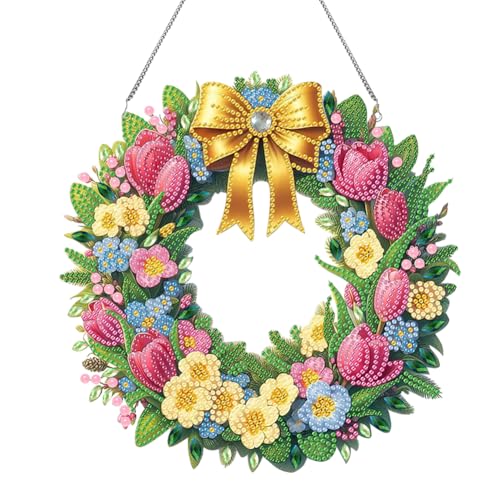 Generisch Diamond Painting Weihnachten Girlande Kranz Set,Diamond Painting Weihnachten Kranz,Weihnachten Kranz Basteln,Diamond Painting Tulpen Türkranz Weihnachten mit Kette,Weihnachtskranz Basteln von Generisch