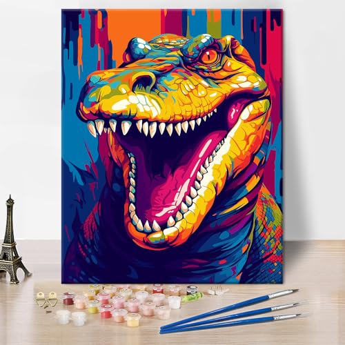 Generisch Dinosaurier Malen nach Zahlen für Erwachsene, Tier Pop Art Design Ölmalerei Malen nach Zahlen, bunte Dinosaurier Welt Malen nach Zahlen für Erwachsene Anfänger Ölmalerei 16"x20" Frameless Generisch Dinosaurier Malen nach Zahlen für Erwachsene, Tier Pop Art Design Ölmalerei Malen nach Zahlen, bunte Dinosaurier Welt Malen nach Zahlen für Erwachsene Anfänger Ölmalerei 16"x20" Frameless von Generisch