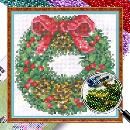 Generisch Diy Perlenstickerei Set Blumen Perlenstickerei Kit Nadelspitzen Kits Perlen Kreuzstich Stickpackung Stickbilder Kreuzstich mit Perlen 3D Perlen Malerei Handarbeit-Weihnachts kranz 21x21cm Generisch Diy Perlenstickerei Set Blumen Perlenstickerei Kit Nadelspitzen Kits Perlen Kreuzstich Stickpackung Stickbilder Kreuzstich mit Perlen 3D Perlen Malerei Handarbeit-Weihnachts kranz 21x21cm von Generisch