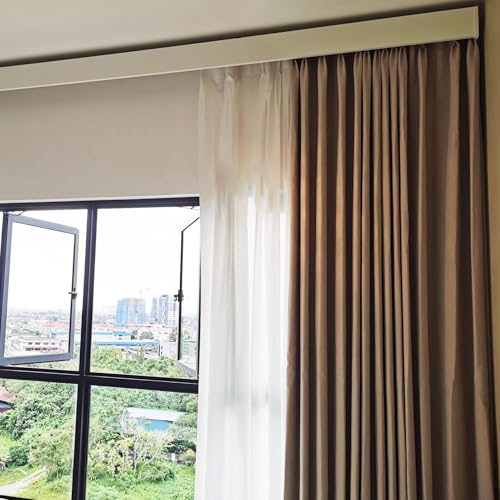 Generisch Doppelläufige Gardinenschiene, Querbehang für Wohnzimmer und Schlafzimmer – 1,52 m, 1,83 m, 2,13 m, 2,44 m, Deckenmontage, Erkerfenster-Vorhangkasten mit Halterung (610 cm / 20 Fuß) von Generisch
