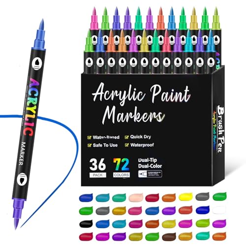 Generisch Dual Tip Acrylic Paint Pen Marker, 24/48/72/120 Colors Dual Tip Acrylic Paint Pens Set, Paint Markers for Rock Painting, Wood, Plastic, Fabric Painting and Diy Crafts (72 colors) von Generisch