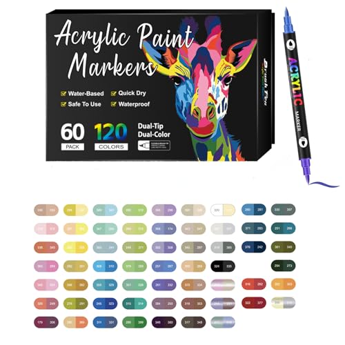 Generisch Dual Tip Acrylic Paint Pen Marker, Beyonddraw Marker Pen, 24/48/72/96/120/168 Colour Sets, Double-ended Design with Colour Identification Code At The End (60PACK/120COLOR) von Generisch