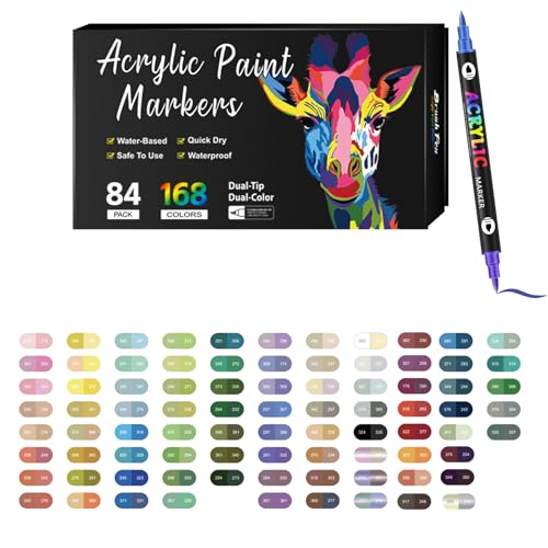 Generisch Dual Tip Acrylic Paint Pen Marker, Beyonddraw Marker Pen, 24/48/72/96/120/168 Colour Sets, Double-ended Design with Colour Identification Code At The End (84PACK/168COLOR) von Generisch