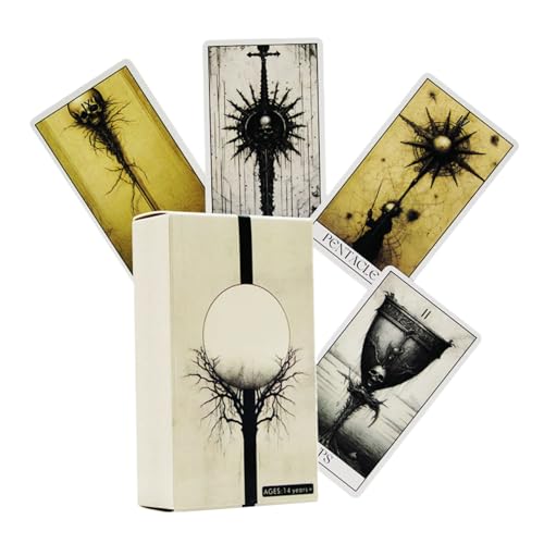 Generisch Dunkle Tarotkarten - 78-teiliges Tarot-Deck Mit Einzigartigem Design,Mysteriöses Zubehör Brettspiel Für Familienabende Unterhaltung Erwachsene Anfänger von Generisch