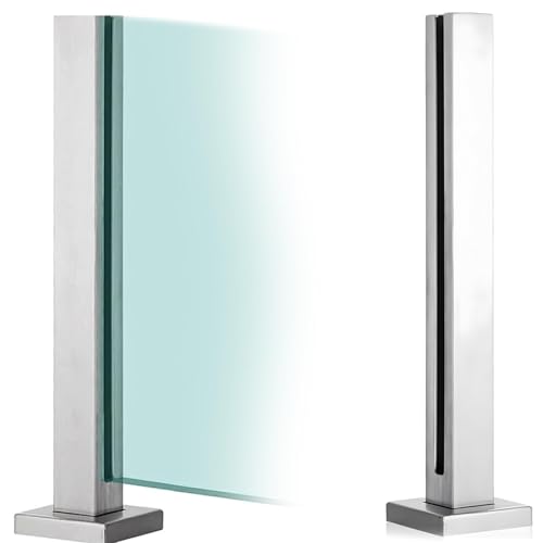 Generisch Edelstahl 304 Glasgeländerpfostensystem 120 cm / 47,2 Zoll, Silbermatter Endpfosten und Klemme, Treppengeländer für Treppen, Terrassen und Gärten von Generisch