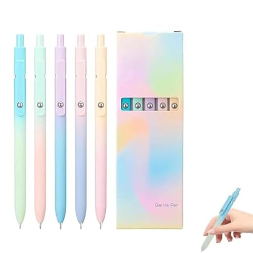 Generisch Emboadlie 5 Pcs Gel Ink Pens, 0.5mm Medium Tip Black Ink Roller Ball, Quick Drying Pens for Smooth Writing for Working Studying (1 set) von Generisch