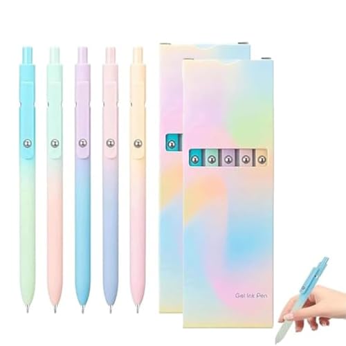 Generisch Emboadlie 5 Pcs Gel Ink Pens, 0.5mm Medium Tip Black Ink Roller Ball, Quick Drying Pens for Smooth Writing for Working Studying (2 set) von Generisch