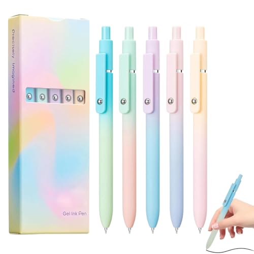 Generisch Emboadlie 5 Pcs Gel Ink Pens, 0.7mm Medium Tip Black Ink Roller Ball Pens,No Bleed Quick Drying Pen for Smooth Writing, Cute Office School Supplies (1 Set) von Generisch