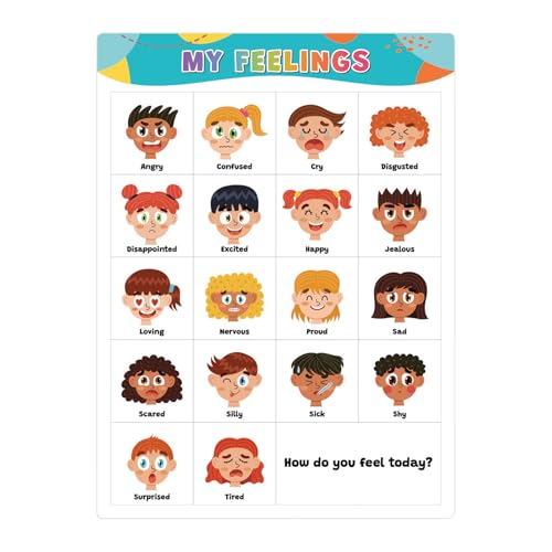 Generisch Emotionsposter Für Kinder | Lernhilfe Zur Emotionserkennung,Psychische Gesundheit Poster Und Stimmungslernmaterialien Zur Emotionalen Entwicklung Für Und Mädchen von Generisch