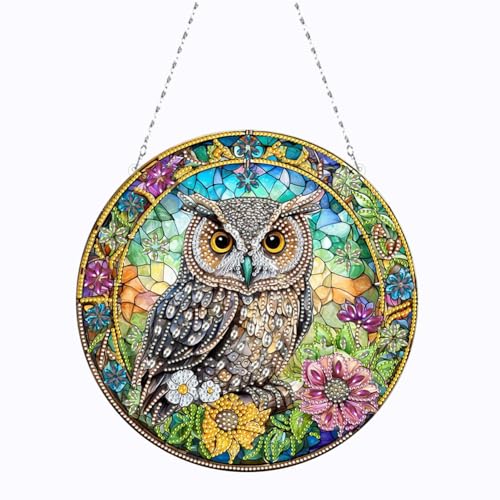 Generisch Eule Diamond Painting Fensterbilder, Tier DIY 5D Doppelseitiges Kristall Diamant Malerei Windspiel, Anhänger Bastelset Diamanten Painting Erwachsene für dekorationen Generisch Eule Diamond Painting Fensterbilder, Tier DIY 5D Doppelseitiges Kristall Diamant Malerei Windspiel, Anhänger Bastelset Diamanten Painting Erwachsene für dekorationen von Generisch