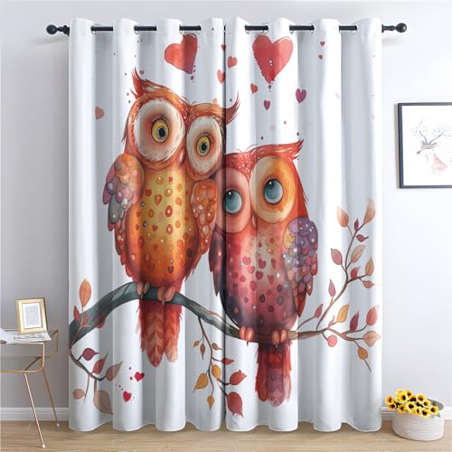 Generisch Eule Vorhang, Tier Eulen Gardinen mit Ösen 2er Set Verdunkelungsvorhang, Niedliche Eule Vorhänge, Wohnzimmer Schlafzimmer Kinderzimmer Blickdichte vorhänge, 150x166 cm oi2&-84 von Generisch