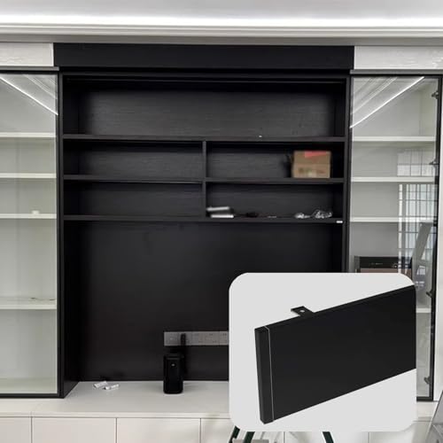 Generisch Extra Langer schwarzer Deckenvorhang, Querbehang, Paneelkasten – ohne Schiene, dekorativer Gesimsbezug für Wohnzimmer und Schlafzimmer, 450 cm (14,8 Fuß), gebürstete Oberfläche von Generisch