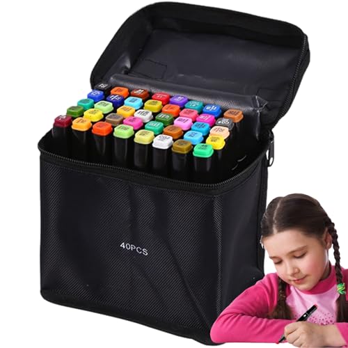 Generisch Farbenmarker - 40 Farbkunstmarker | Freude Material farbiges Marker Set mit Aufbewahrungsbeutel | Grafikmarker Stift für Scrapbooking Journaling School Home Classroom Vorschule von Generisch