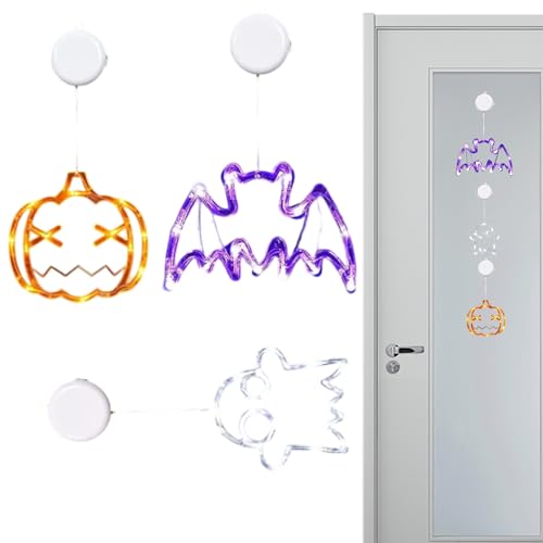 Generisch Fenster,3 Stück LED Mit Saugnapf - Hübscher Gruselkürbis Halloween Deko Für Wohnzimmer Schlafzimmer Küche Studentenzimmer Hörsäle Café von Generisch