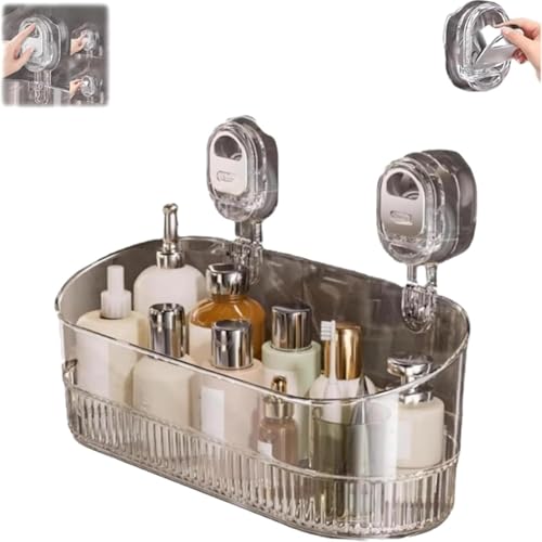 Generisch Firmstaunch Suction Cup Storage(32cm*11.5cm*12.5cm), Envisageto Suction Storage Box, No-Drill Bathroom Suction Storage Box, Large Capacity, Strong Load-Bearing, for Bathroom (Clear) von Generisch