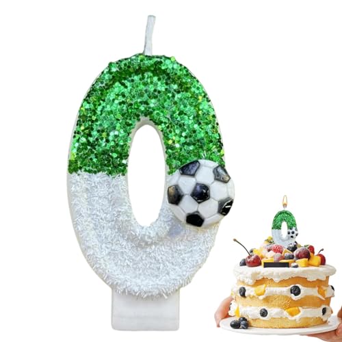 Generisch Fußball-Kerzen Für Kuchen, Grüne Fußball-Kuchenkerzen, Fußball-Geburtstagskerzen, Fußball-Kuchendekorationen, Geburtstags-Zahlenkerze, Cupcake-Kerzen Für Fußball-Party-Dekorationen von Generisch