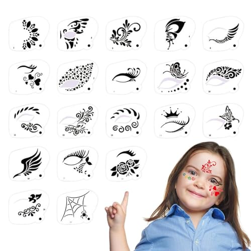 Generisch Gesichtsschablonen, Gesichtsbemalungsschablonen für Kinder, wiederverwendbar,20 Stück Malschablonen für Mädchen und Jungen | Waschbare Malschablonen, wiederverwendbar, Malschablonen für die von Generisch