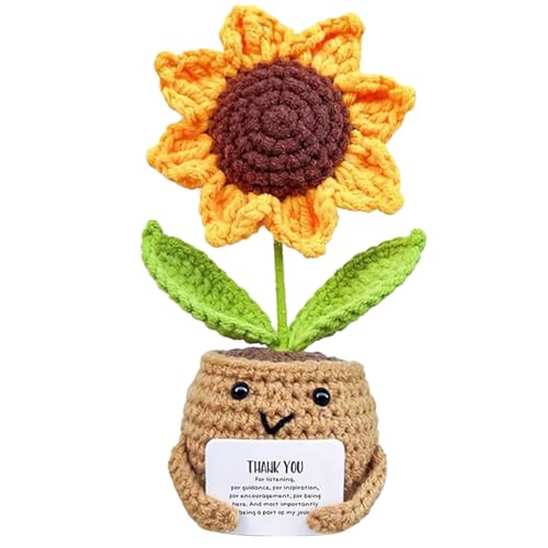 Generisch Häkelblumen - Sonnenblumenhäutierblumen - süße Häkelmotivation kleine künstliche Sonnenblumendekorationen Accessoires für Geburtstagslehrer Freund Abschlussanerkennung Wertschätzung von Generisch