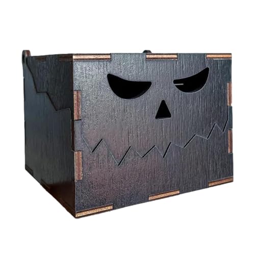 Generisch Halloween-Boxen Für Süßigkeiten 10.2x10.2x8.4cm | Holz Süßigkeitendose Trick Or Treat Box Halloween Snack Behälter Kiefernholz Festliche Partydeko Für Wohnzimmer Geschenk Kinderparty von Generisch