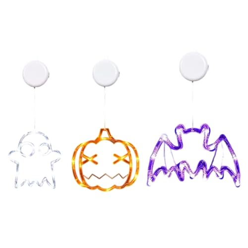 Generisch Halloween Fenster,3 LED Mit Saugnäpfen - Süße Deko Für Fenster Wohnzimmer Schlafzimmer Küche Schule Studentenzimmer Halloween von Generisch