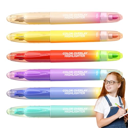 Generisch Highlightermarker, fluoreszierende Highlighters,6x farbige Marker | Keine blutenden Schreiben von doppelten Stiften für Färben, Unterstreichung, Hervorhebung Generisch Highlightermarker, fluoreszierende Highlighters,6x farbige Marker | Keine blutenden Schreiben von doppelten Stiften für Färben, Unterstreichung, Hervorhebung von Generisch