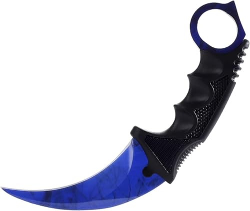 Generisch Hochwertiges 19cm CSGO Karambit Messer Übungsmesser Trainingsmesser Real-Life-Sammlung Jagd Survival Outdoor Counter-Strike Global Offensive Jagdmesser Knife (Blue [Scharf!]) von Generisch
