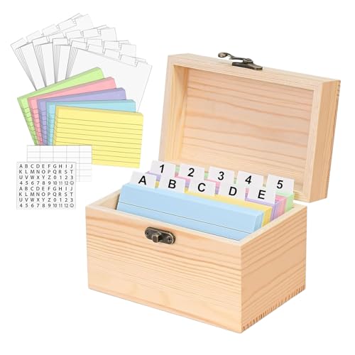 Generisch Holzkartenbox aus Holz - enthält 150 farbenfrohe A7 -Karteikarten | Kartenorganisator mit Deckel für Küchenrezept Büroschule | Karteikarten Box - Notizhalter Datei Organizer Divider Fall Generisch Holzkartenbox aus Holz - enthält 150 farbenfrohe A7 -Karteikarten | Kartenorganisator mit Deckel für Küchenrezept Büroschule | Karteikarten Box - Notizhalter Datei Organizer Divider Fall von Generisch