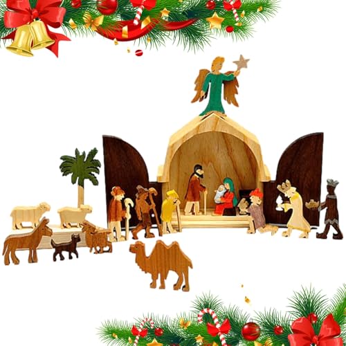 Generisch Holzkrippe Weihnachtsbasteln Krippenset Holzfiguren Exquisite Weihnachtskrippen-Tischdekoration für das Wohnzimmer im Bauernhaus Generisch Holzkrippe Weihnachtsbasteln Krippenset Holzfiguren Exquisite Weihnachtskrippen-Tischdekoration für das Wohnzimmer im Bauernhaus von Generisch