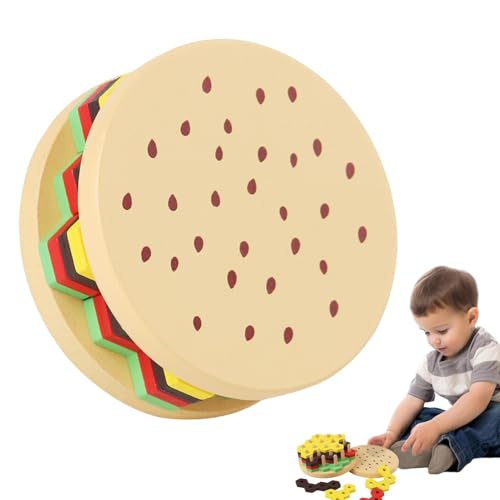 Generisch Holzstapelspielzeug, Holzbausteine ​​ | Hamburger Building Toy Hexagonal Stapelblöcke | Vorschulpuzzle -Brettspiel für frühes Lernen von Generisch