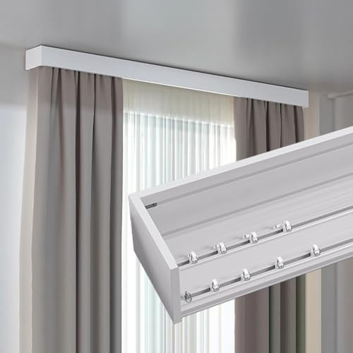 Generisch Integrierter Vorhang-Besatzkasten mit Verdunkelungsvorhangschiene, dekorative Wandmontage-Leistenschiene für Hotel, Büro, Schlafzimmer – 5 m, weißes Finish Generisch Integrierter Vorhang-Besatzkasten mit Verdunkelungsvorhangschiene, dekorative Wandmontage-Leistenschiene für Hotel, Büro, Schlafzimmer – 5 m, weißes Finish von Generisch