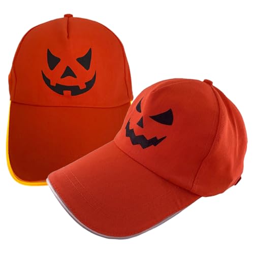 Generisch Jack-O’-Lantern Halloween Pumpkin Hat, Halloween Jack-O’-Lantern Hat, Horror Glowing Hats,Unisex for Halloweens Decoration (2pcs) von Generisch