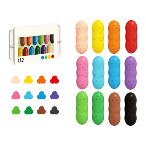 Generisch Kids Crayons, Preschool Colors Washable, Safe Design Pea Shape Easy-Grip Coloring Art Supplies 12 Pieces for Children Travel Classroom Easter Party Favors Generisch Kids Crayons, Preschool Colors Washable, Safe Design Pea Shape Easy-Grip Coloring Art Supplies 12 Pieces for Children Travel Classroom Easter Party Favors von Generisch