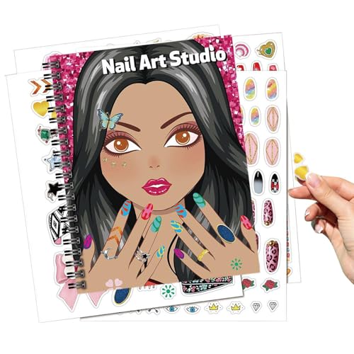 Generisch Kinder Sticker Aktivitätsbuch, Nageldesign Stickerbuch, Fingernail Design Kreativset für Hausschule Kindergarten Reisezimmer Teenager von Generisch