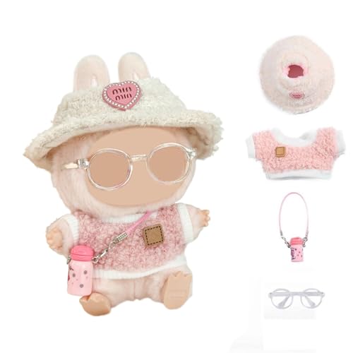 Generisch Kleidung Für Labubu Puppe Niedliche Mini Plüsch Puppen Kleidung Outfit Nur Bekleidungs Zubehör Für Labubu Puppen Pullover Hoodie Kleidung DIY Kinder Geschenke(E) von Generisch