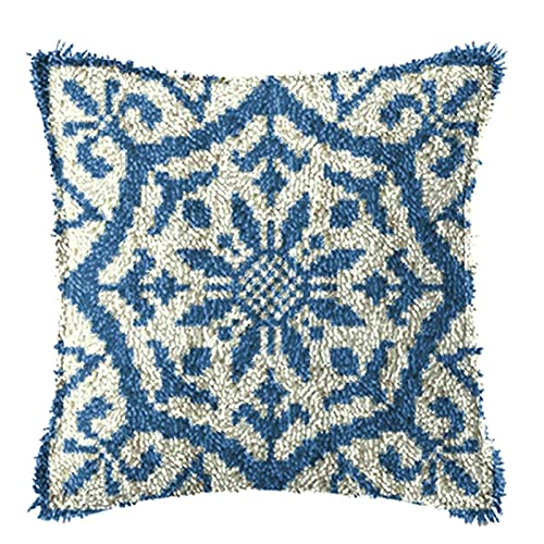 Generisch Knüpfhaken-Set für Erwachsene und Anfänger, bestickter Kissenbezug mit bedruckter Leinwand, 43x43 cm von Generisch
