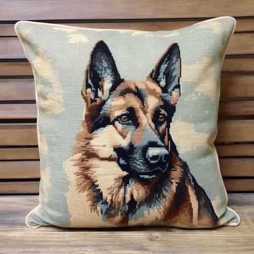 Generisch Knüpfkissen Set Erwachsene Schäferhund Tier, Latch Hook Kissen Kit,DIY Knüpfhaken-Set Knüpfkissen Zum Selber Knüpfen,43x43cm Generisch Knüpfkissen Set Erwachsene Schäferhund Tier, Latch Hook Kissen Kit,DIY Knüpfhaken-Set Knüpfkissen Zum Selber Knüpfen,43x43cm von Generisch