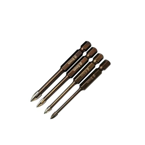 Generisch Kreuz-Sechskant-Bohrer-Set for Fliesen und Glas, titanbeschichtet, Zubehör for Elektrowerkzeuge for Glas, Keramik, Beton, Lochöffner(3 4 5 6mm) von Generisch