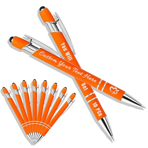 Generisch Kugelschreiber Personalisiert mit Gravur 2 in 1 Kugelschreiber mit Touchpen Kuli Personalisiert Stifte Set 10/20/50/100 Stück, Mehrfarbiger Kugelschreiber #10 von Generisch