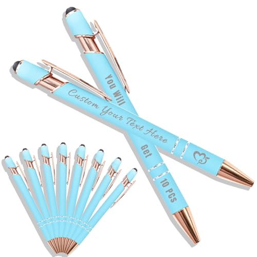 Generisch Kugelschreiber Personalisiert mit Gravur 2 in 1 Kugelschreiber mit Touchpen Kuli Personalisiert Stifte Set 10/20/50/100 Stück, Mehrfarbiger Kugelschreiber #42 von Generisch