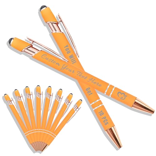 Generisch Kugelschreiber Personalisiert mit Gravur 2 in 1 Kugelschreiber mit Touchpen Kuli Personalisiert Stifte Set 10/20/50/100 Stück, Mehrfarbiger Kugelschreiber #46 von Generisch