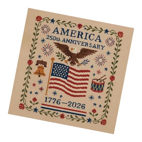 Generisch Lernen Sie Stickkits, Unverwechselbares Design, 25x25x0.1cm/9.84x9.84x0.04 Zoll, Cross - -Kit In Den USA 250. Jubiläum, Personalisierte Patriotische Kreuzstich -Kits, Beeindruckend von Generisch