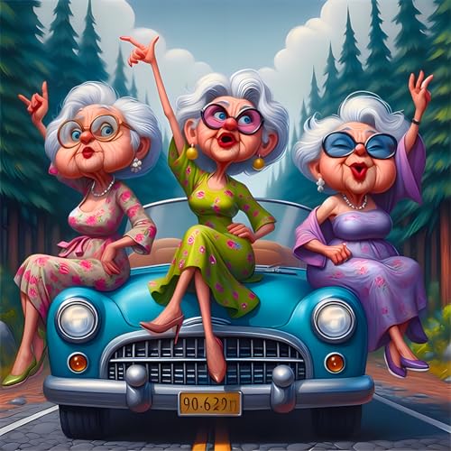 Generisch Lustige Oma Diamond Painting Bilder Kit, Diamant Malerei Kit, Diamanten Strass Kreuzstich Stickerei Kristall Leinwand Painting nach Zahlen für Kinder Erwachsene Wohnwand Dekorations 40x40cm von Generisch