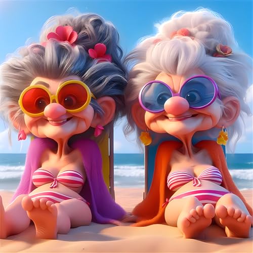 Generisch Lustige Oma Diamond Painting Bilder Kit, Diamant Malerei Kit, Diamanten Strass Kreuzstich Stickerei Kristall Leinwand Painting nach Zahlen für Kinder Erwachsene Wohnwand Dekorations 40x40cm von Generisch