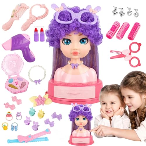 Generisch Make-up Und Hairstyling Puppenkopf - Rollenspiel Frisierpuppe Set Für Kinder | Übungspuppe Mit Anziehteilen Für Kleinkinder Ab 3 Jahren von Generisch