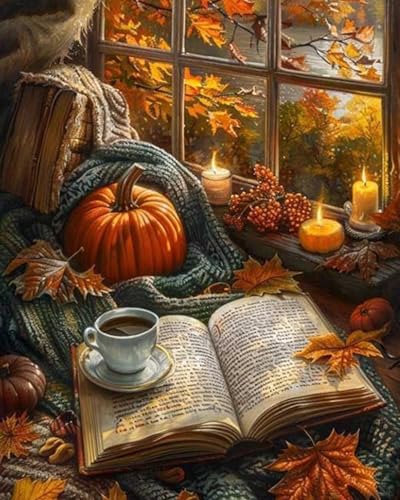 Generisch Malen Nach Zahlen Erwachsene,Paint by Numbers for Adult DIY mit Pinseln und Acrylfarben，Cheerful Painting Handgemalt Ölgemälde Leinwand für Home Decor (Autumn) von Generisch