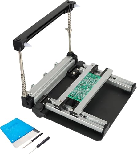 Generisch Manuelle kleine Siebdruckstation, SMT-Lötpastendrucktisch aus Stahlgewebe mit Schaber, einstellbare Dicke, PCB-Schablonendrucker, Präzisionsdruck for die Leiterplattenmontage(15cm) von Generisch