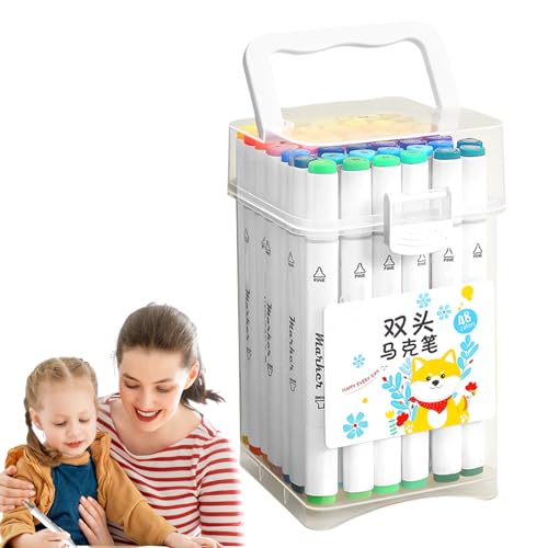 Generisch Marker Pens, Double Tip Coloring Markers, 3.35x3.35x6.3 inches Quick-Drying 48 Vibrant Color, Art Pens for Drawing Sketching Journaling, Scrapbooking, Bullet Planner Stationery Set Generisch Marker Pens, Double Tip Coloring Markers, 3.35x3.35x6.3 inches Quick-Drying 48 Vibrant Color, Art Pens for Drawing Sketching Journaling, Scrapbooking, Bullet Planner Stationery Set von Generisch