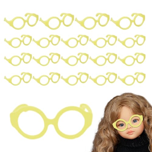Generisch Mini-Puppenbrille,Mini-Puppenbrille, Linsenlose Puppen-Anziehbrille, 20 Stück kleine Brillen, Puppenbrillen für 7–12 Zoll große Puppen, Puppenkostüm-Zubehör, Puppen-Anzieh-Requisiten von Generisch