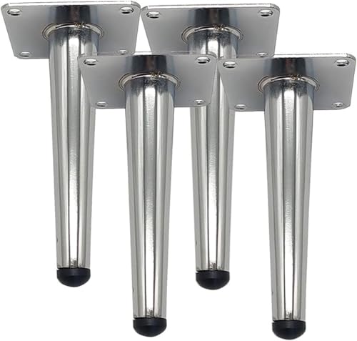 Generisch Moderne Möbelbeine aus silbernem Metall, runde Sofabeine und Schrankbeine, Ersatzbeine, 4-teiliges Set mit Befestigungsschrauben(A,15CM) von Generisch